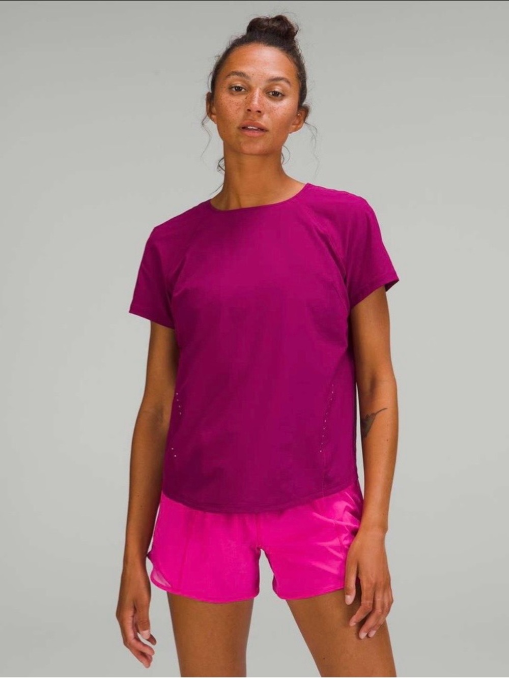 Lululemon Lightweight Stretch Running Short Sleeve Shirt, Magenta Purple